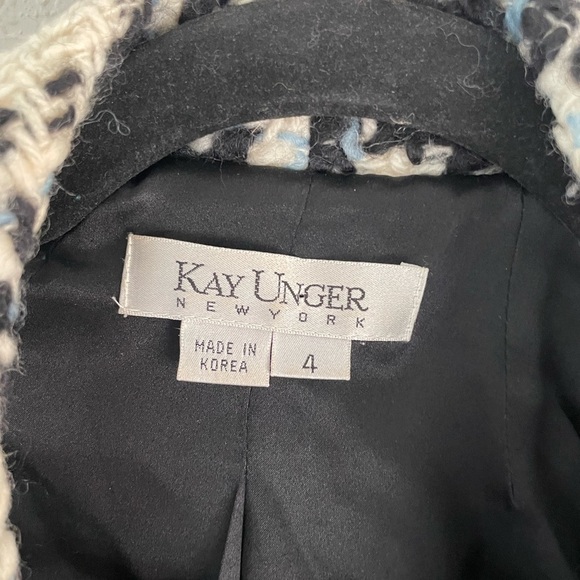 Vintage Kay Unger Wool Boucle Plaid Cropped Blazer - Picture 7 of 9